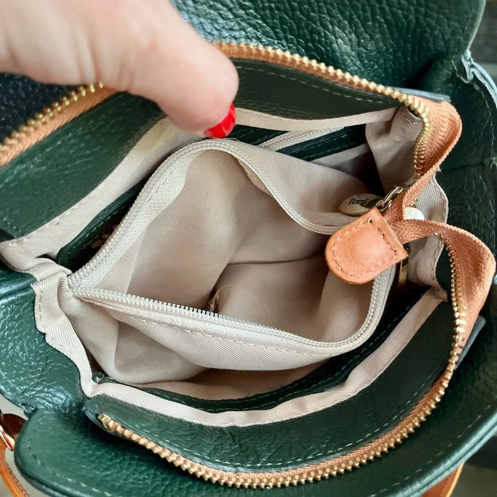 Valentina Italian Pebbled Leather Crossbody/Shoulder Bag in Pine, EUC - Picture 14 of 14